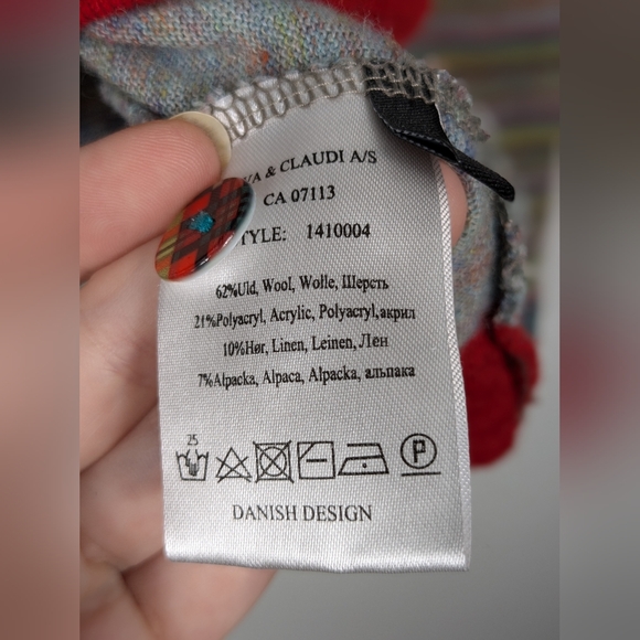 Eva & Claudi Size Large Wool Alpaca Blend Size Large Danish Design Artsy Funky - Picture 13 of 14